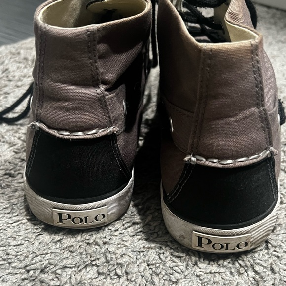 Polo Ralph Lauren Lander Chukka Gray/Black Canvas Mid Top Boat Shoes Men's 12D - Picture 4 of 5